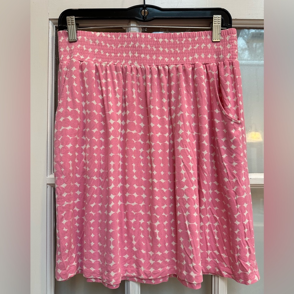 Boden Shabby Chic Preppy Pink & White Pull On A-Line Skirt Stretchy Size 8 Med - Picture 9 of 9